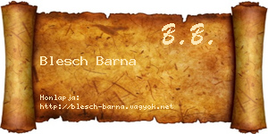 Blesch Barna névjegykártya